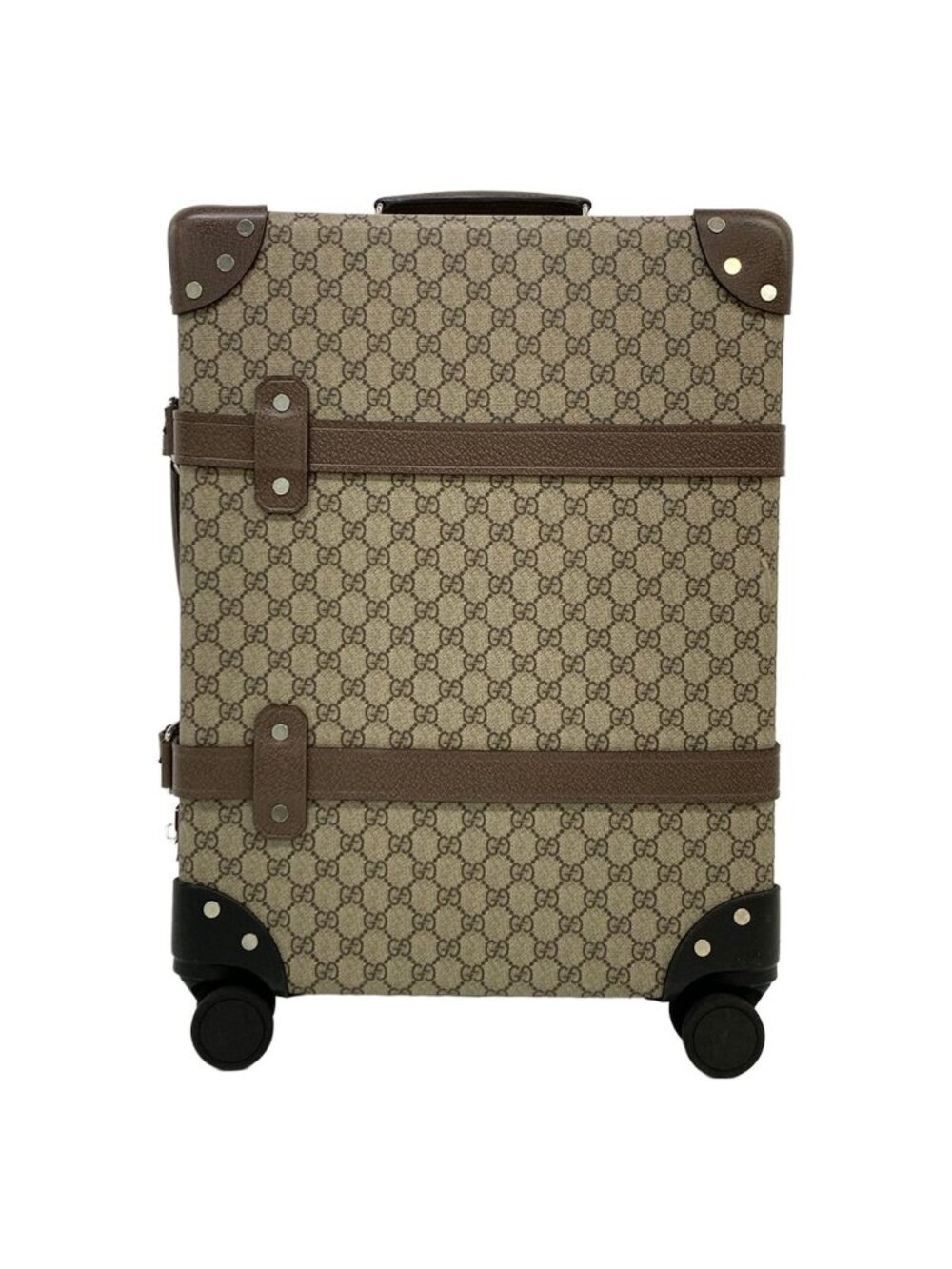 Gucci Travel Bag Beige Dark Brown Leather